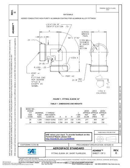 SAE AS4668C-2017 Fitting,Elbow,90°,Short Flareless