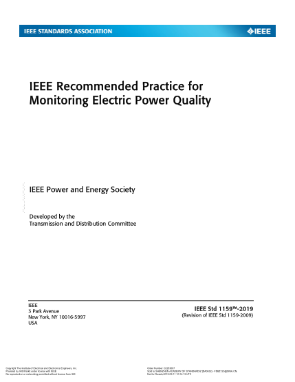 IEEE 1159-2019 Recommended practice for monitoring electric power quality