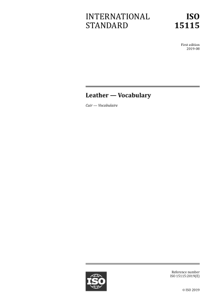 ISO 15115-2019 皮革--詞匯 Leather — Vocabulary