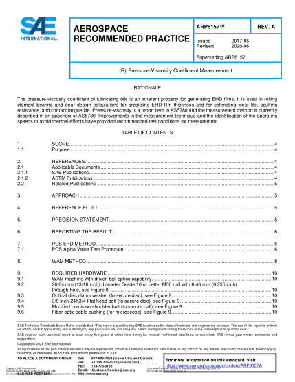 SAE ARP6157A-2020 (R) Pressure-Viscosity Coefficient Measurement