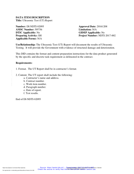 NAVY DI-NDTI-82095-2016 Ultrasonic Test(Ut) Report