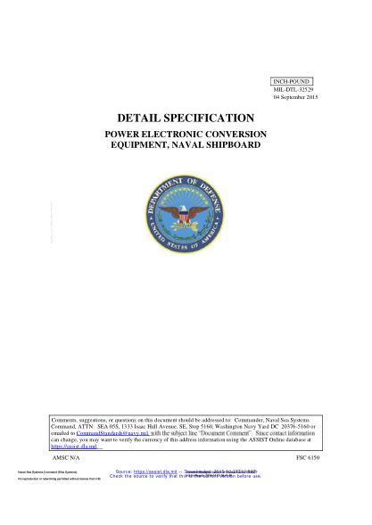NAVY MIL-DTL-32529-2015 Power Electronic Conversion Equipment,Naval Shipboard