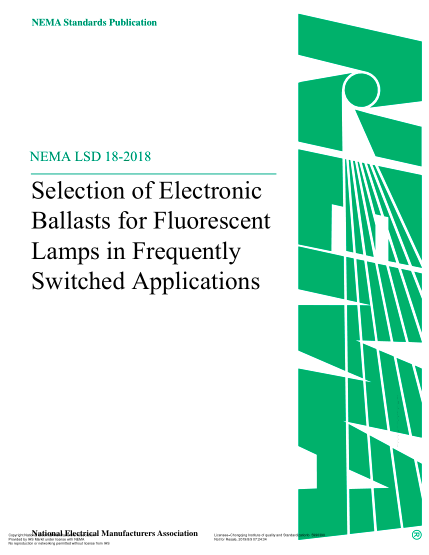 NEMA LSD 18-2018 Selection Of Electronic Ballasts For Fluorescent Lamps In Frequently Switched Applications
