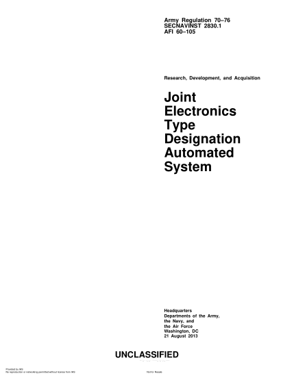 NIDS SECNAV 2830.1-2013 Joint Electronics Type Designation Automated System
