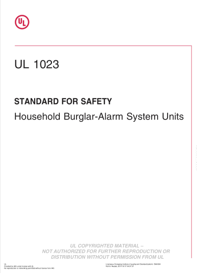 UL 1023-2017 家用防盜警報系統裝置 UL Standard for Safety Household Burglar-Alarm System Units (Seventh Edition)