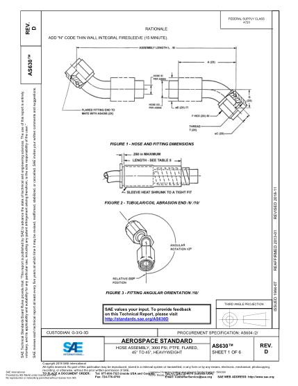SAE AS630D-2018 Hose Assembly, 3000 Psi, Ptfe, Flared, 45° To 45°, Heavyweight