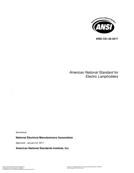 NEMA C81.62-2017 Electric Lampholders