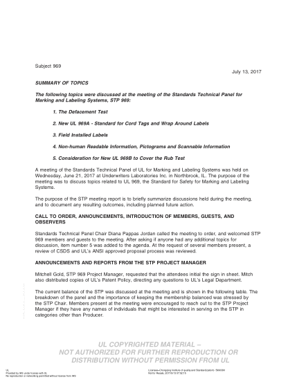 UL 969 BULLETIN/2-2017 Ul Standard For Safety Marking And Labeling Systems