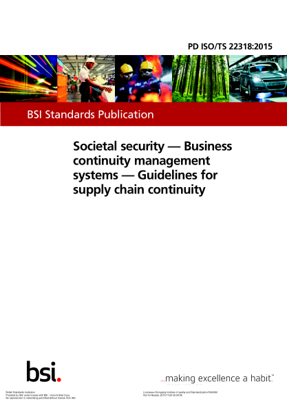 PD ISO/TS 22318-2015 社會(huì )安全 業(yè)務(wù)連續性管理體系 供應鏈連續性指南 Societal security. Business continuity management systems. Guidelines for supply chain continuity