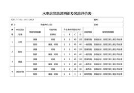 水電站危險源辨識及風(fēng)險評價(jià)表doc