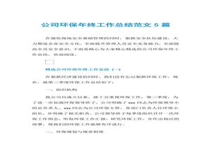公司環(huán)保年終工作總結范文匯編(15頁(yè))docx