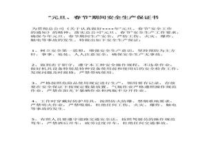 2023春節期間安全生產(chǎn)工作保證書(shū)docx