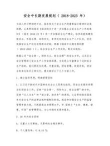 安全中長(cháng)期發(fā)展規劃( 2018-2023 年)docx
