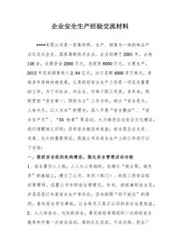 一把手談安全:公司安全生產(chǎn)先進(jìn)經(jīng)驗交流發(fā)言稿材料docx